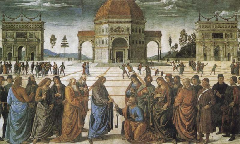 PERUGINO, Pietro Christ giving the Keys to St Peter China oil painting art